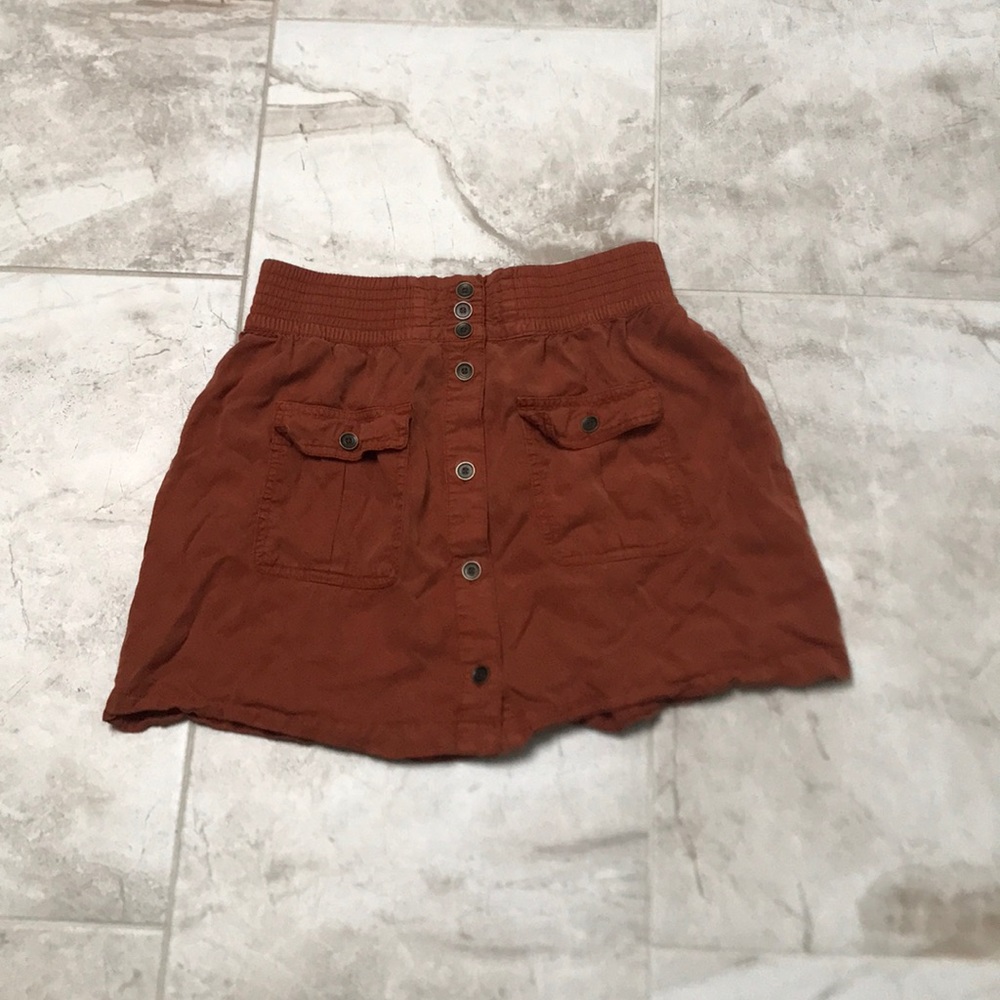 Burnt orange button up skirt